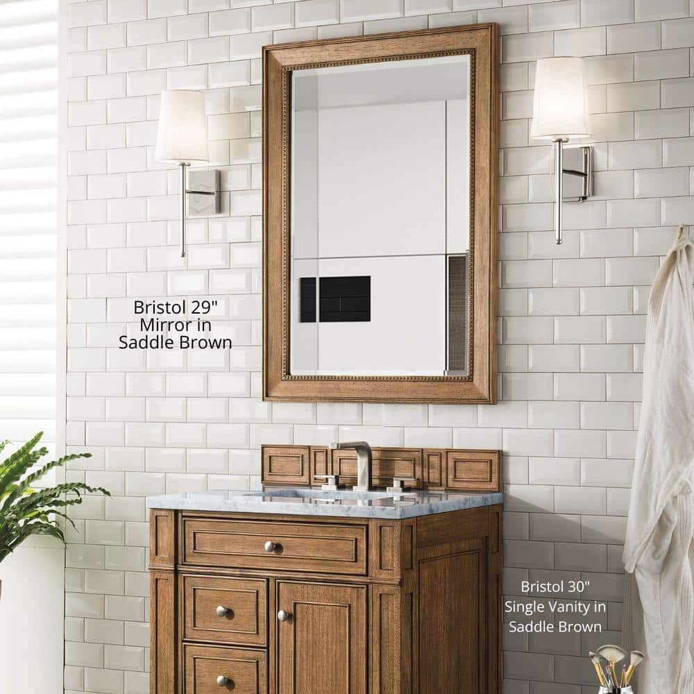 Bright White Transitional Rectangular Walnut Wood Mirror 40"x29"
