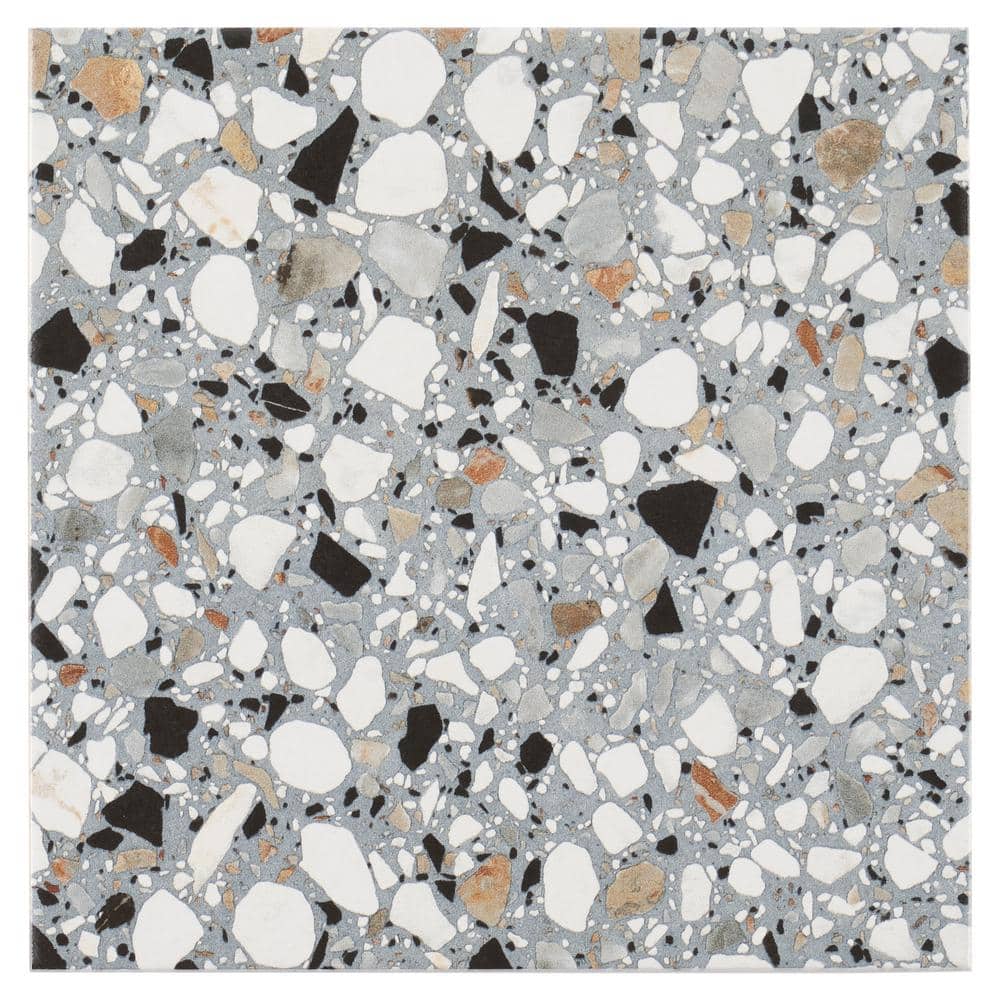 Shards Terrazzo 8" x 8" Matte Blue Porcelain Tile
