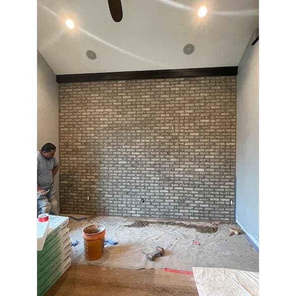 Vintage Oak Thin Brick Herringbone Panel