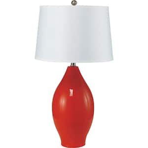 28.00 in. Red Integrated LED Ceramic Table Lamp