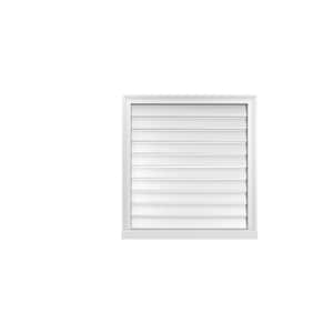 30 in. x 32 in. Vertical Surface Mount PVC Gable Vent: Functional with Brickmould Sill Frame