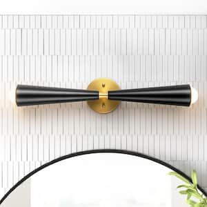 Paige 2-Light Black With Gold LED Wall Sconce