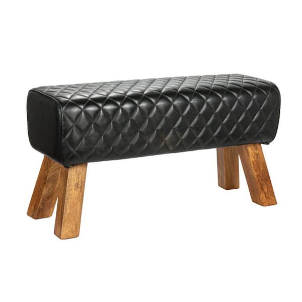 Storied Home Warm Finish Dining Bench Without Back 34.25 in.