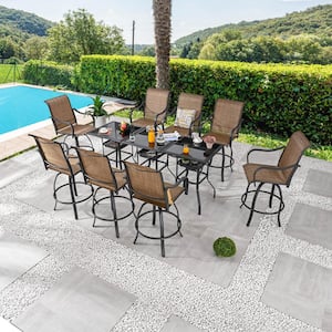 11-Piece Metal Bar Height Outdoor Dining Set