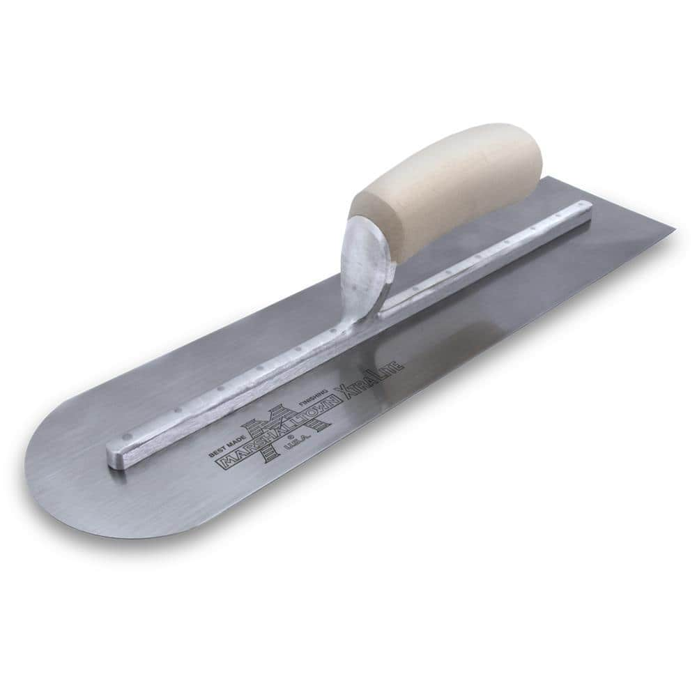 MARSHALLTOWN 14 in. x 4 in. Round Front End Finishing Curved Wood Handle Trowel