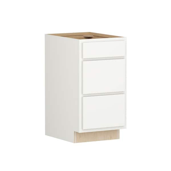SIMPLY WOODMARK PRO Shaker Partial Overlay 18 in. W x 24 in. D x 34.5 in. H Plywood Assembled Drawer Base Kitchen Cabinet in Linen White