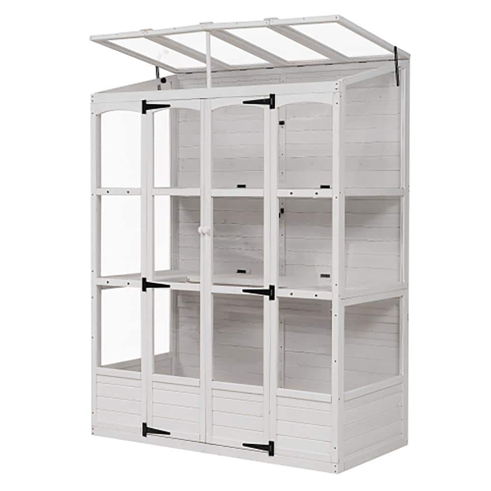 58 in. W x 29 in. D x 78 in. H White Wood Walk-In Greenhouse Cold Frame with 4 Independent Skylights and 2 Folding Shelv price history on PriceWatchPro
