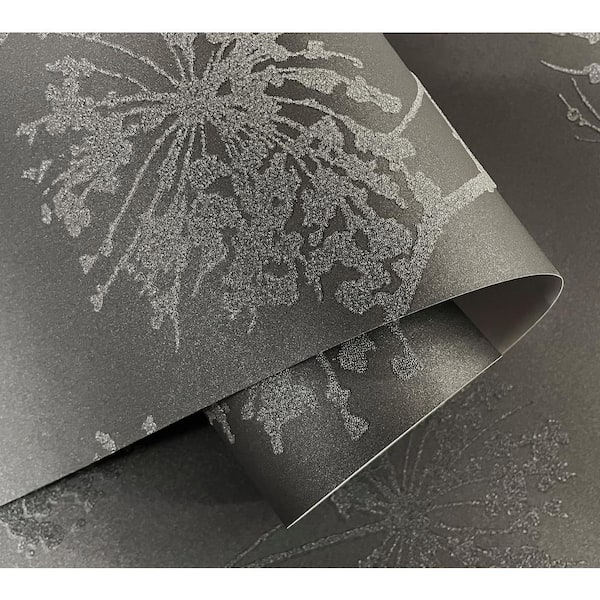 Midnight Galaxy Glass Beaded Wild Grass Paper Unpasted Nonwoven Wallpaper Roll 57.5 sq. ft.