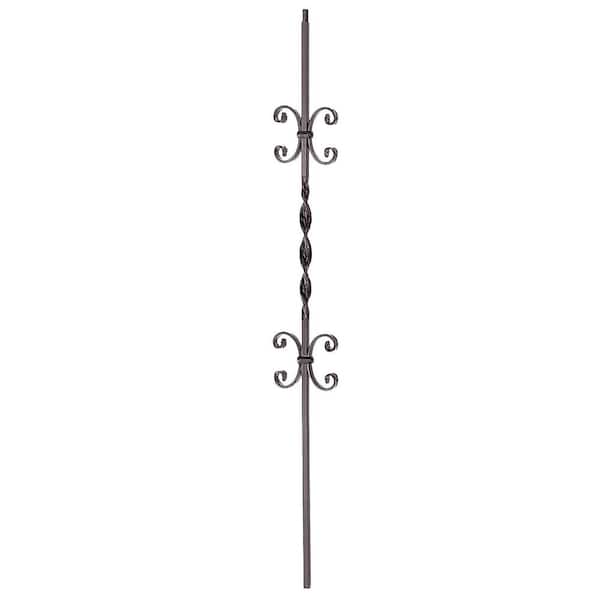 arteferro 44 in. x 1/2 in. Smooth Bar Single Ribbon Twist Metal Old World Copper Stair Baluster