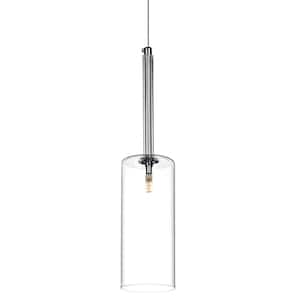3-Light Clear Cylinder Island Pendant Light with Glass Shade