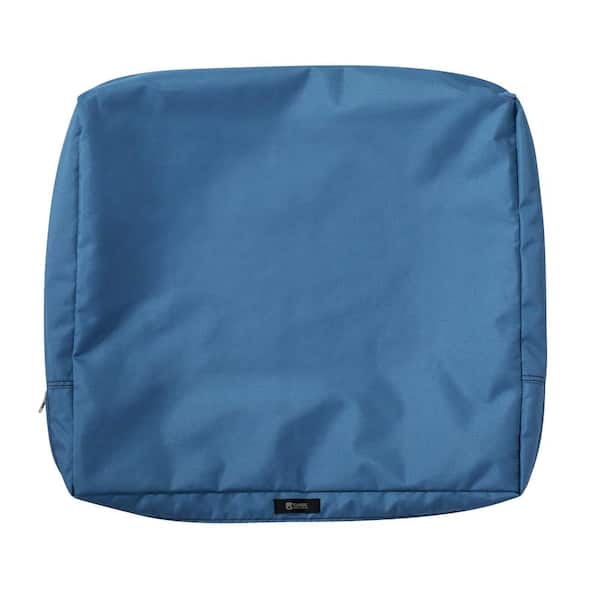 Classic Accessories Ravenna 21 in. W x 20 in. H x 4 in. D Patio Back Cushion Slip Cover in Empire Blue
