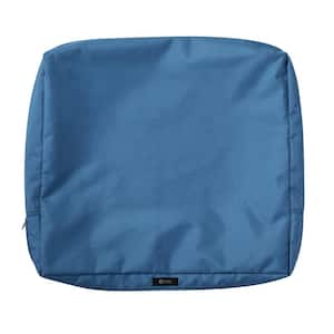 Ravenna 25 in. W x 22 in. H x 4 in. D Patio Back Cushion Slip Cover in Empire Blue