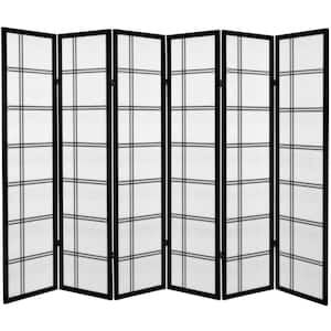 6 ft. Black Canvas Double Cross 6-Panel Room Divider