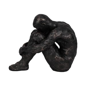 Bronze 16 in. x 13 in. Resin Sitting Man Sculpture