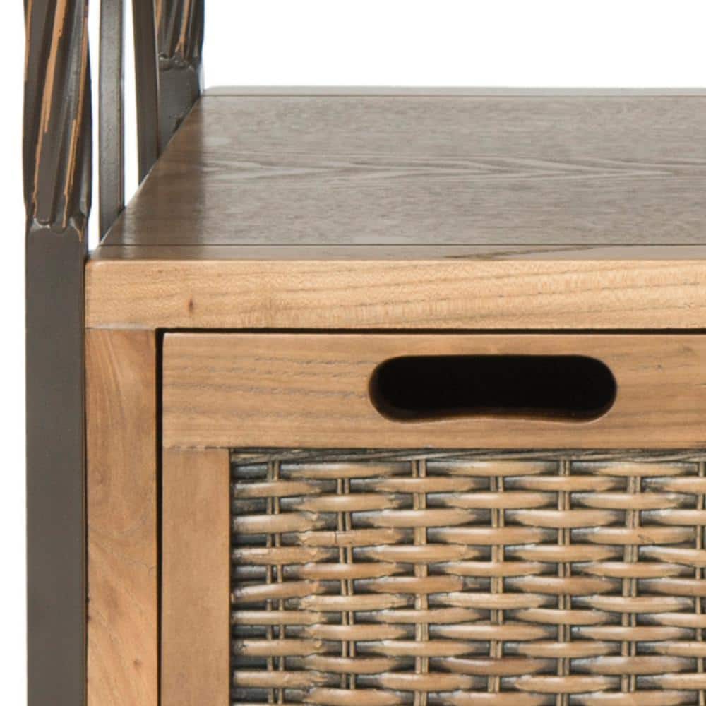 Transitional Joshua Oak 3-Drawer Console Table with Twisted Metal Frame