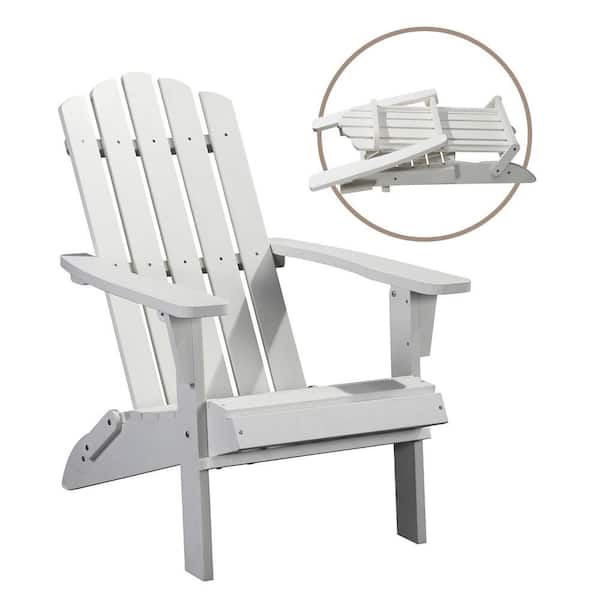 Kadehome White Plastic Adirondack Chair Without Cushion Set of 1