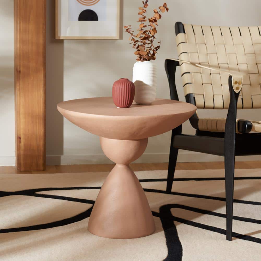SAFAVIEH Atley 19.9 in. Terracotta Round Concrete End Table