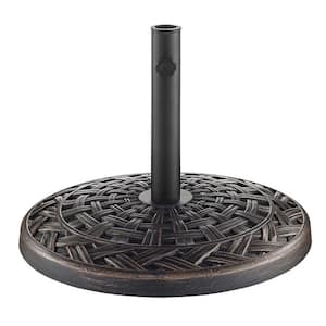 Cross Weave Round Metal Patio Umbrella Base in Antique Bronze