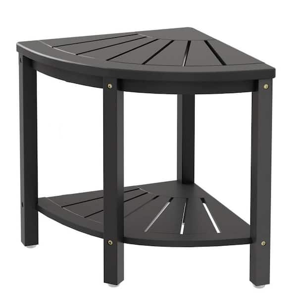 15.8 in. D x 15.8 in. W x 17 in. H Freestanding Walk In Shower Seat Corner Shower Bench in Black with Shelf