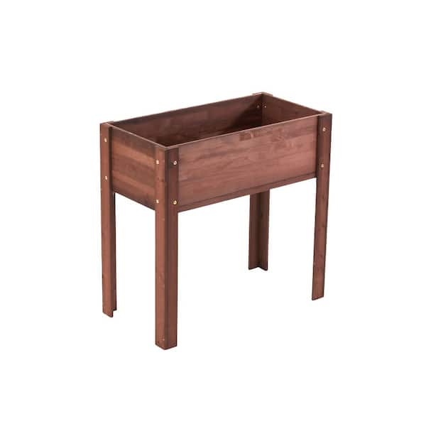 Rowan 31 in. W x 31 in. H Outdoor Patio Rectangular Wood Elevated Raised Garden Planter Box with Legs, Brown