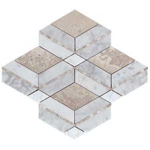 Benes Champagne 2.5 in. x 0.39 in. Polished Marble and Pearl Wall Mosaic Tile Sample