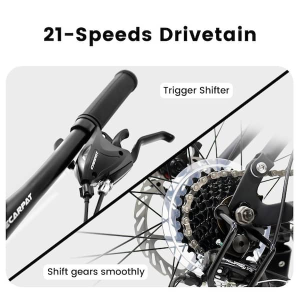 Cesicia 27.5 in. Grey Steel 21-Speed Full Suspension Mountain Bike