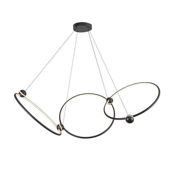Isho 3 Head 3-Light 64-Watt Black Integrated LED Chandelier