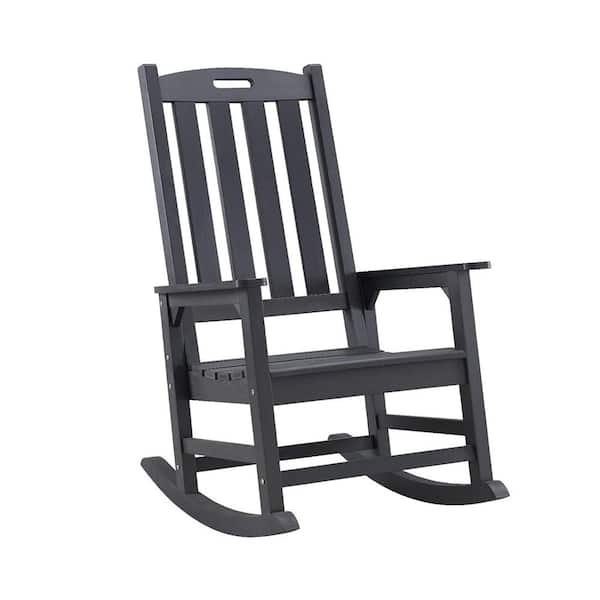 Unbranded Carbon Black Plastic Oversized Outdoor Rocking Chair