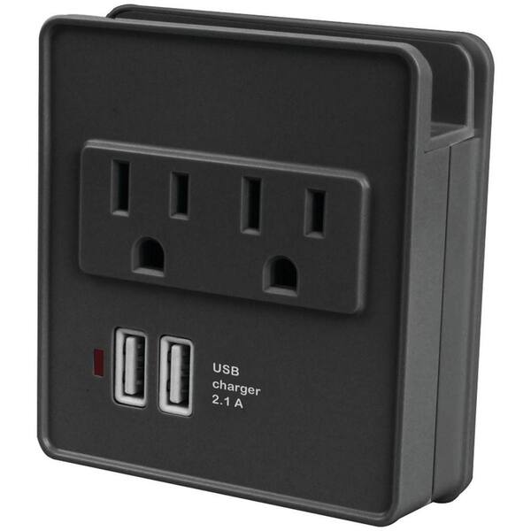 Duracell Dual Surge Protector with Dual USB Outlets - Black