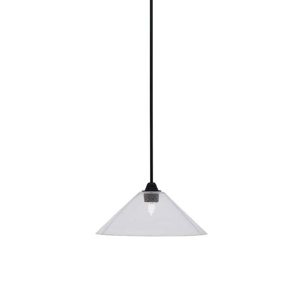 Unbranded Madison 100-Watt 1-Light Matte Black Shaded Pendant Light with 16 in. Clear Bubble Shade, No Bulb Included