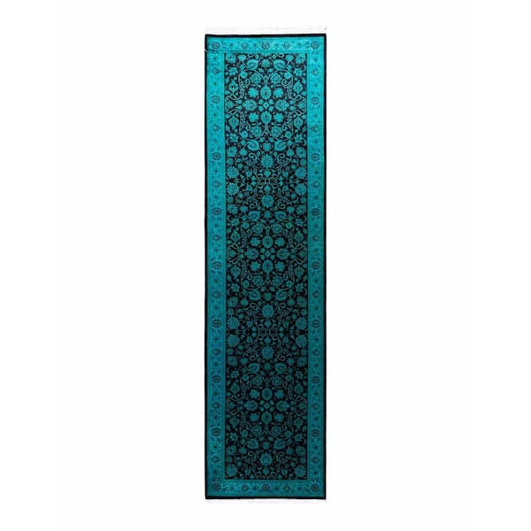 Overdyed Black 2 ft. 7 in. x 10 ft. 2 in. Wool Indoor Area Rug