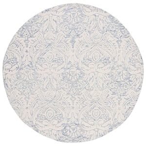 Metro Blue/Ivory 6 ft. x 6 ft. High-Low Floral Round Area Rug