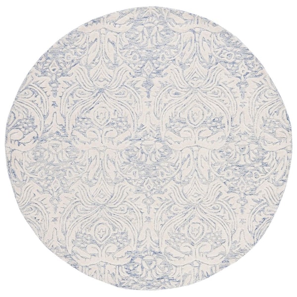 SAFAVIEH Metro Blue/Ivory 6 ft. x 6 ft. High-Low Floral Round Area Rug
