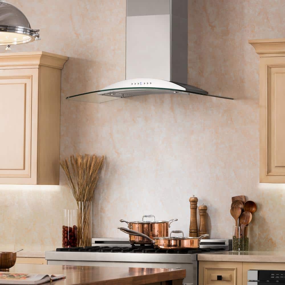 36" Stainless Steel and Glass Convertible Wall Mount Range Hood