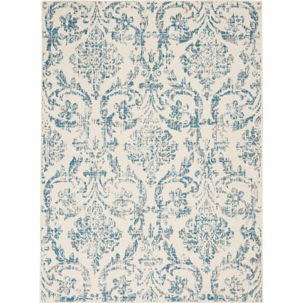 Nourison Jubilant Ivory/Blue 5 ft. x 7 ft. Persian Vintage Area Rug
