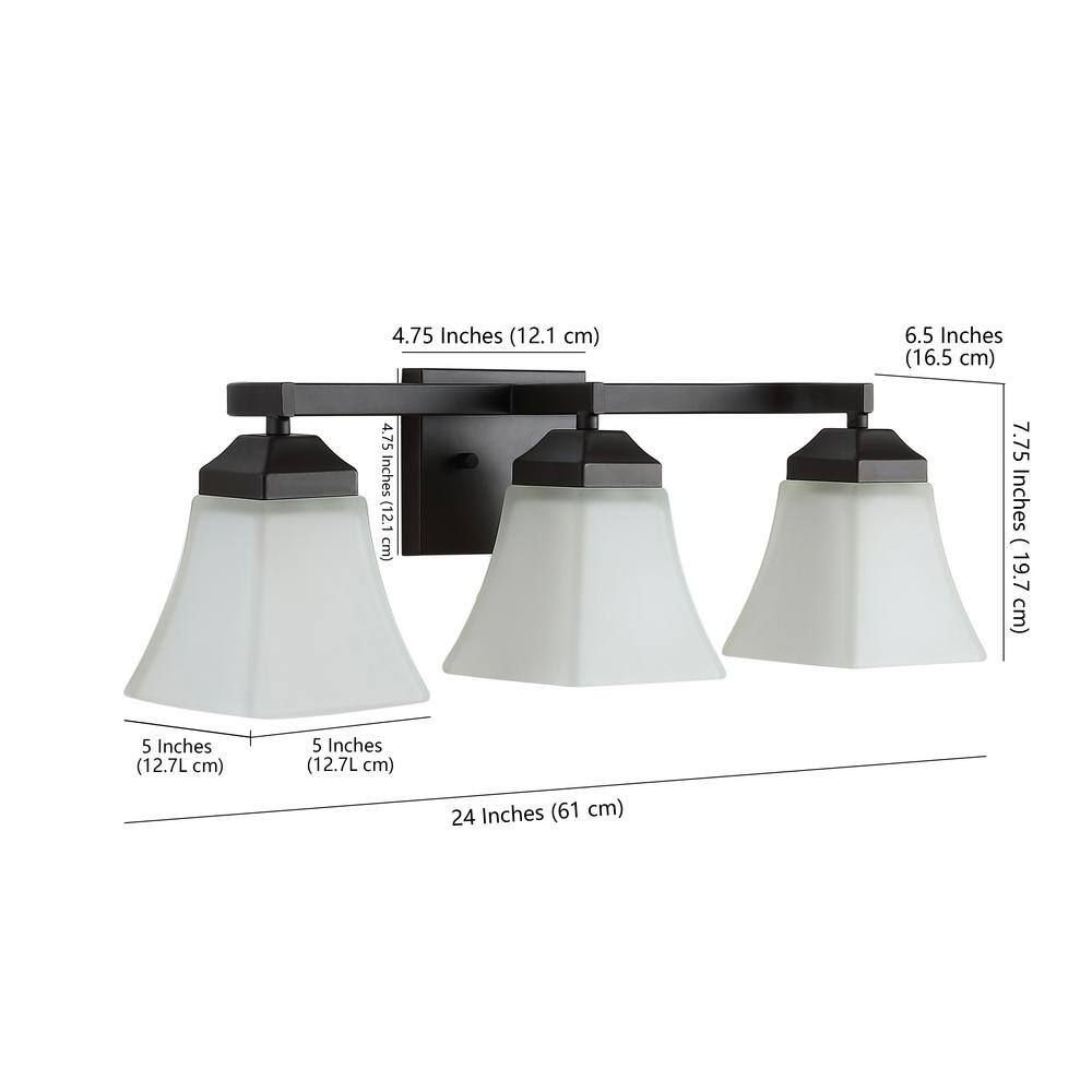 Staunton 24" Oil-Rubbed Bronze 3-Light Vanity with Clear Glass Shades