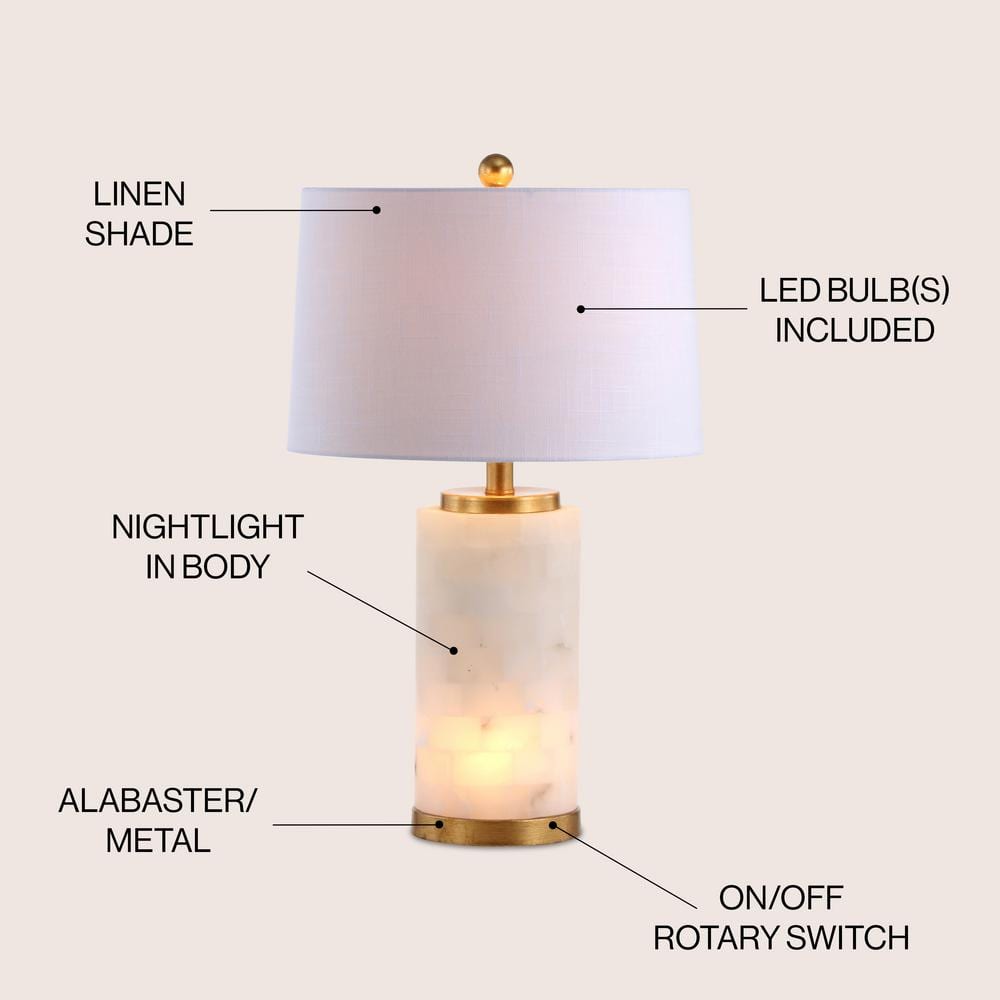 Eliza 25.5" White Alabaster and Gold LED Table Lamp