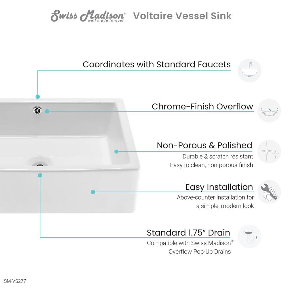 Voltaire 20" White Ceramic Above-Counter Vessel Sink