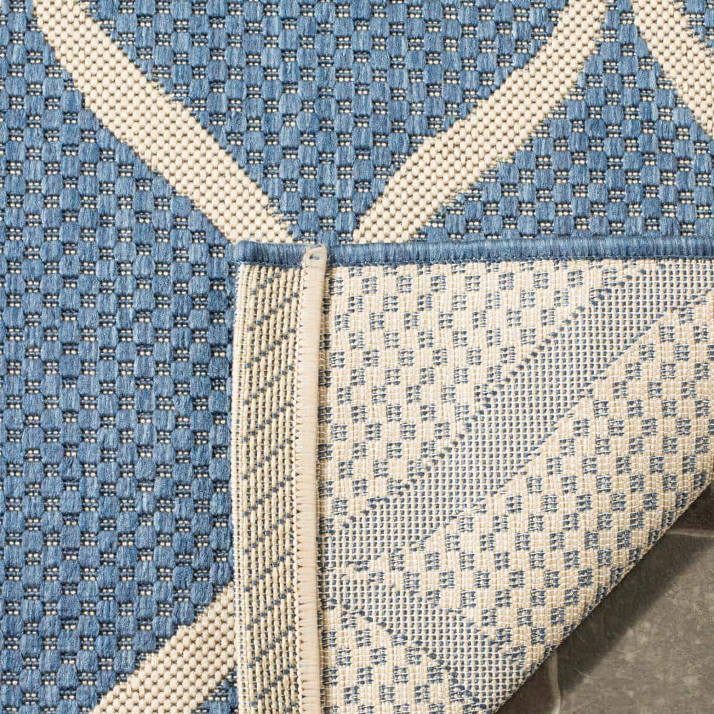 Blue and Beige Geometric Indoor/Outdoor Area Rug 2'7" x 5'