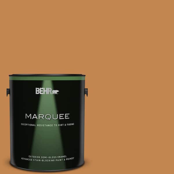BEHR MARQUEE 1 gal. #PPU4-03 Butter Rum Semi-Gloss Enamel Exterior Paint & Primer