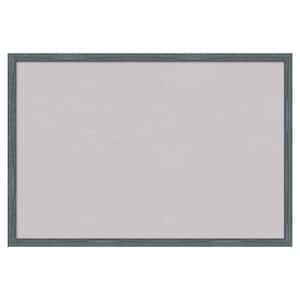 Dixie Blue Grey Rustic Narrow Wood Framed Grey Corkboard 25 in. x 17 in. Bulletin Board Memo Board