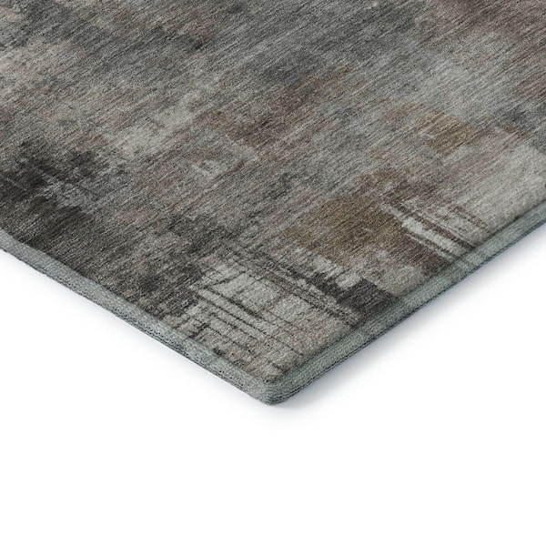Mayfield Premium Machine Washable Abstract AMF2069 Pewter 9 ft. x 12 ft. Area Rug