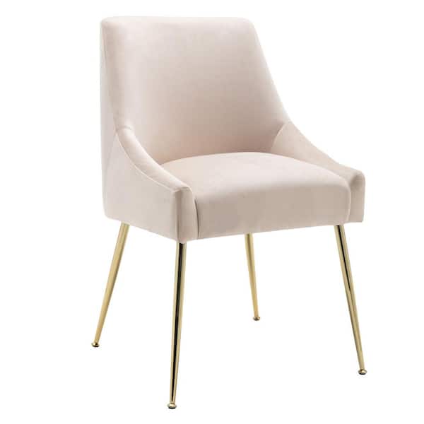 WESTINFURNITURE Trinity Tan Upholstered Velvet Accent Chair With Metal Legs