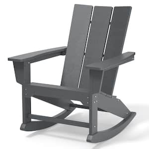 Grey HDPE Plastic Outdoor Rocking Chair Adirondack Chair Leisure Furniture for Backyard Garden
