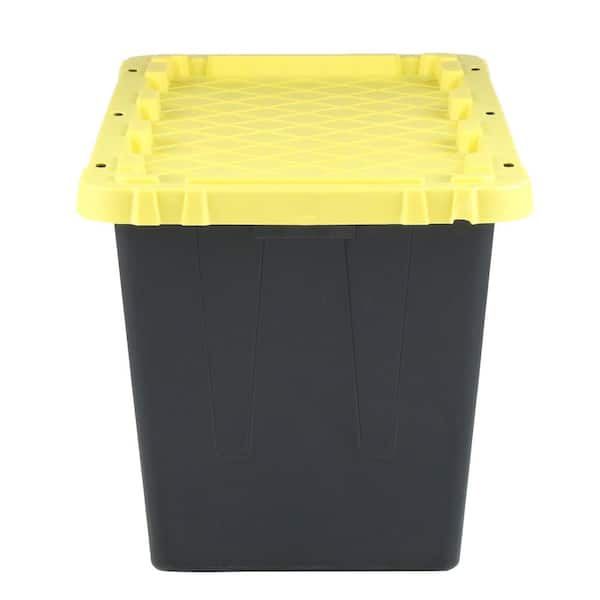 HDX 12 Gal. Tough Storage Tote in Black with Yellow Lid 206100