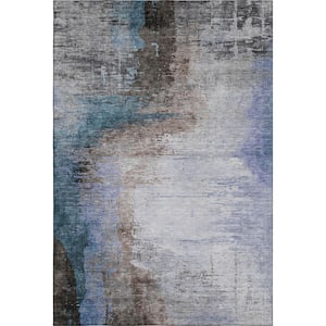 Mayfield Premium Machine Washable Abstract AMF2041 Brown 9 ft. x 12 ft. Area Rug
