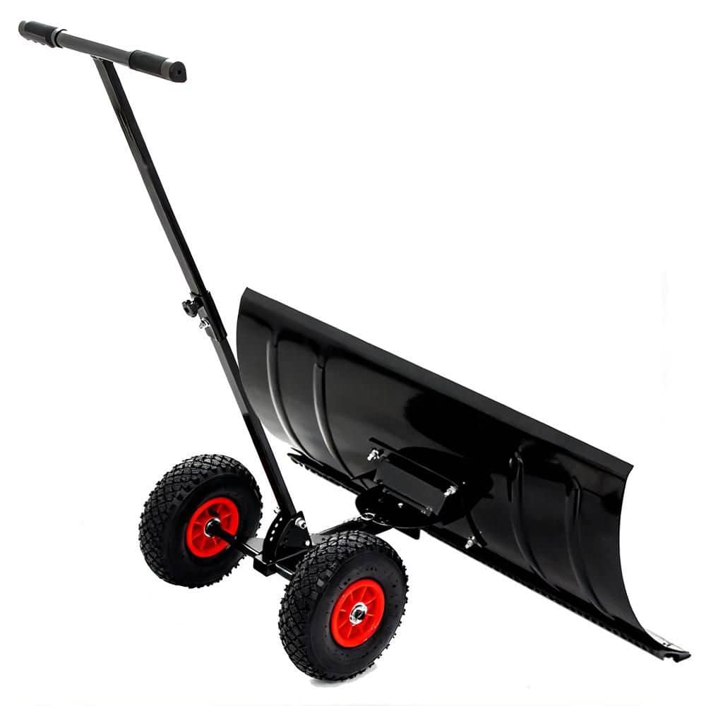 "42.1 in. Metal Steel Handle Steel Blade Snow Shovel Snow Pusher with 15"" Height & 2 Wheels" price history on PriceWatchPro