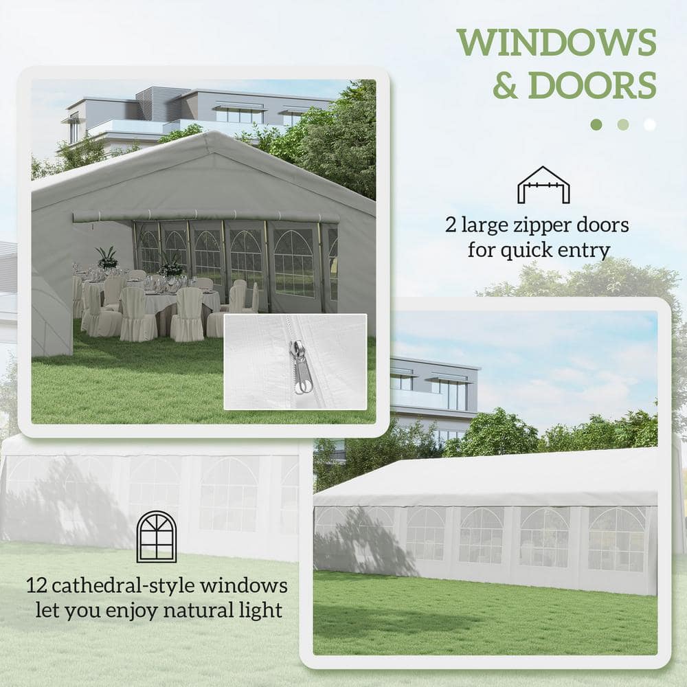 Outsunny 40' x 20' White Steel Frame Party Tent