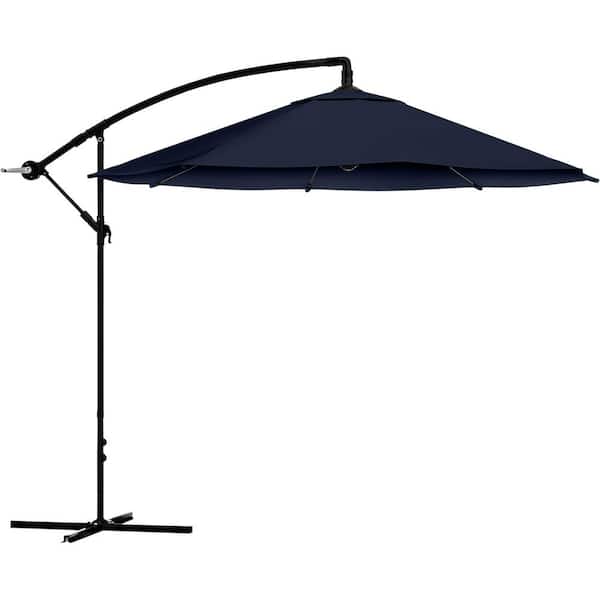 Pure Garden 10 ft. Offset Cantilever Patio Umbrella Navy Blue
