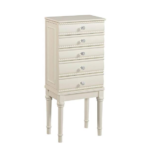 Linon Home Decor Sylvie Wood 4-Drawer Jewelry Armoire in White